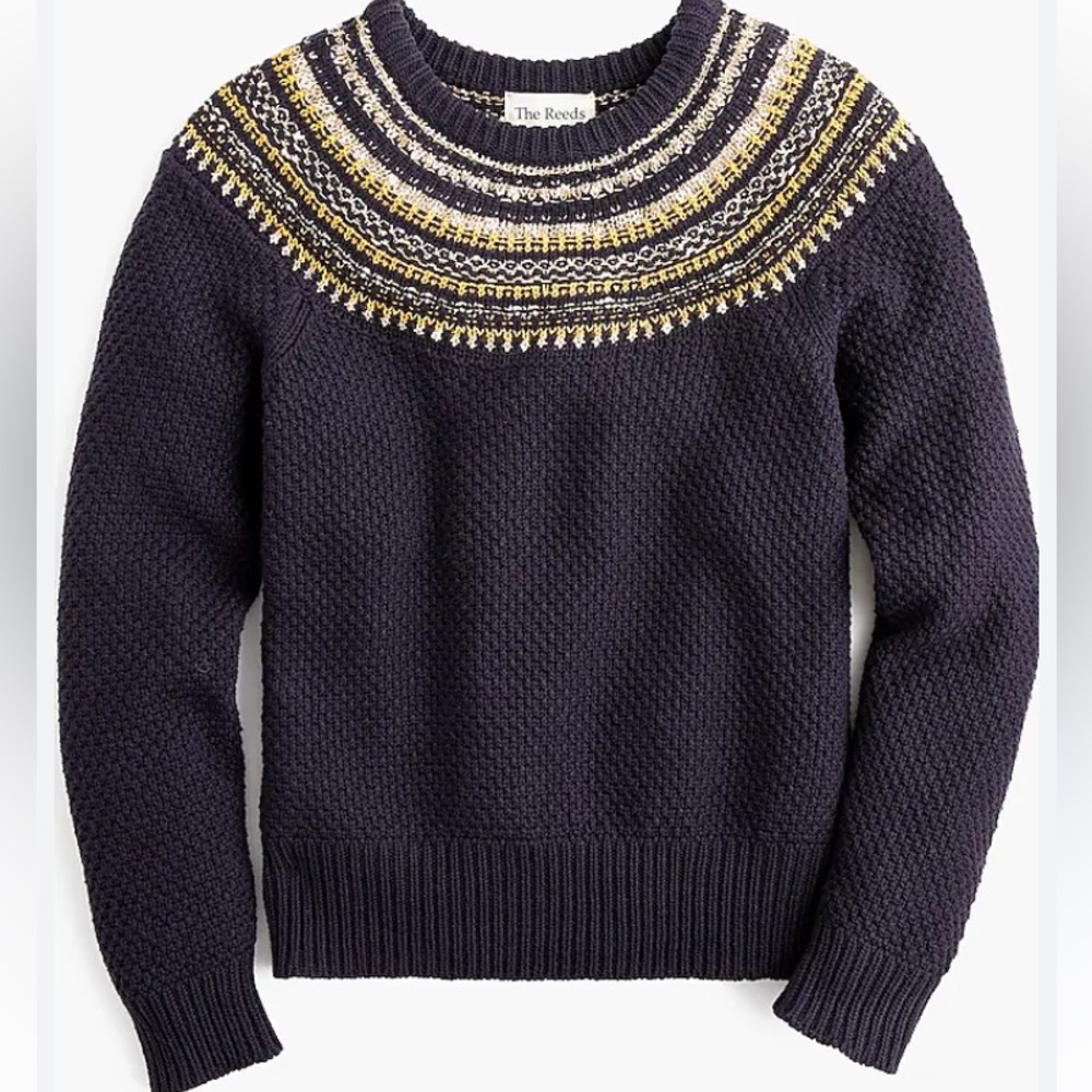 J. Crew X The Reeds Long Sleeve Cotton Blend Fair Isle Sweater Size Smalll